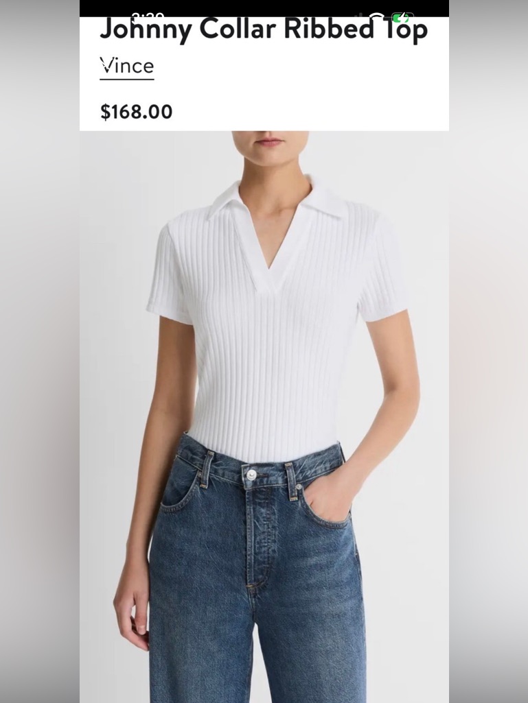Vince New Johnny Collar Ribbed Top Size Large